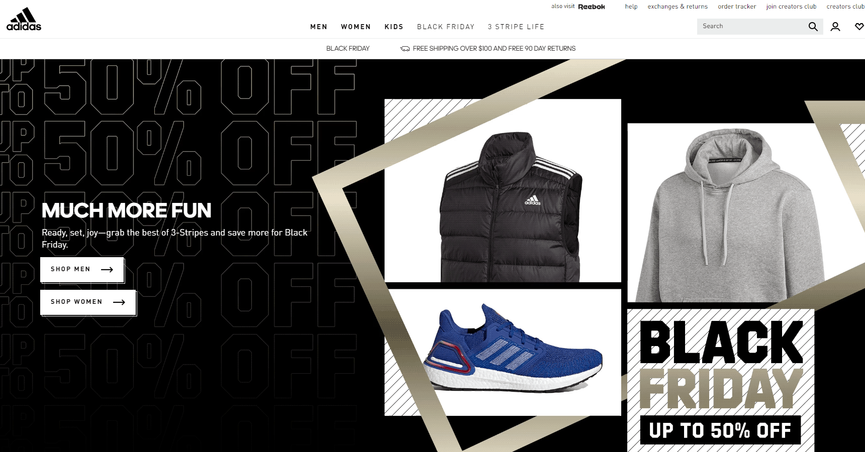 Adidas优惠码2024 阿迪达斯美国官网黑五大促全场商品低至5折促销美境免邮